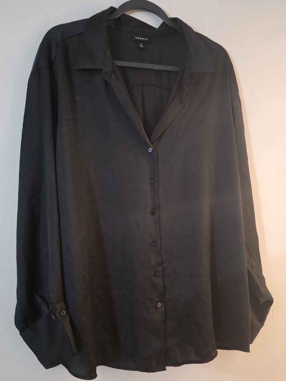 torrid Black Satin Button-Down Shirt